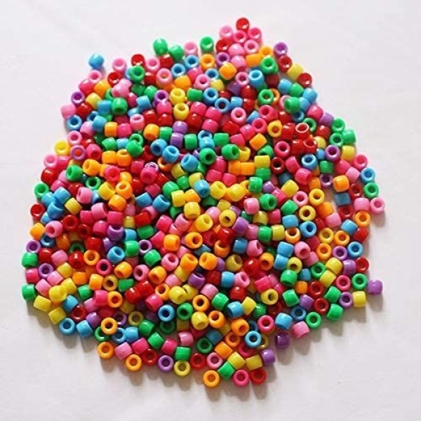 Multicolor Plastic Craft Pony Beads (6X8Mm) -100G - Image 3