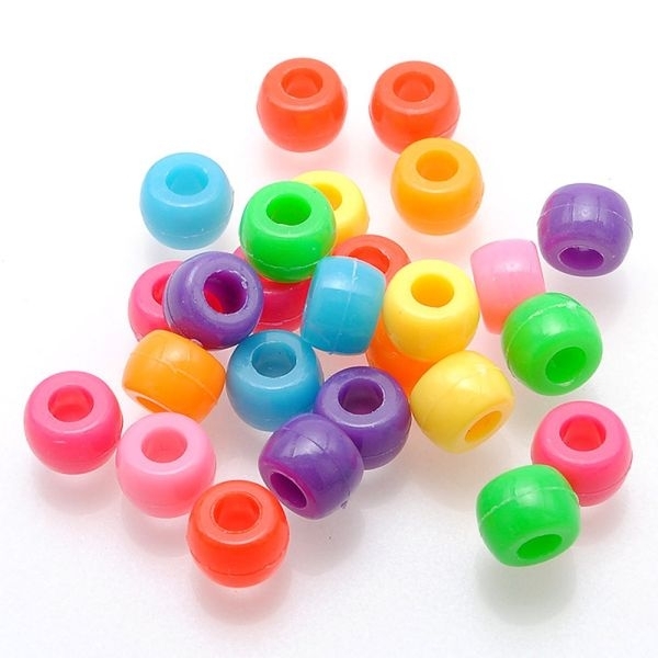 Multicolor Plastic Craft Pony Beads (6X8Mm) -100G - Image 4