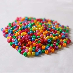 Multicolor Plastic Craft Pony Beads (6X8Mm) -100G