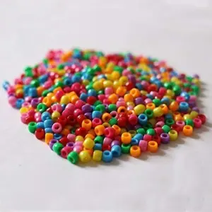 Multicolor Plastic Craft Pony Beads (6X8Mm) -100G