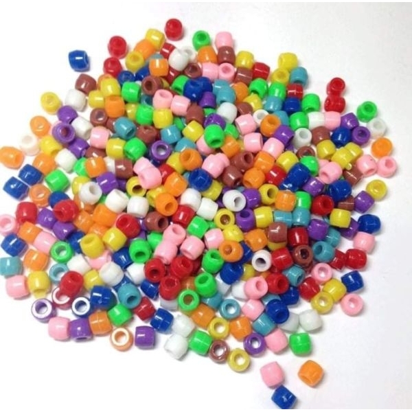Multicolor Plastic Craft Pony Beads (6X8Mm) -100G - Image 5