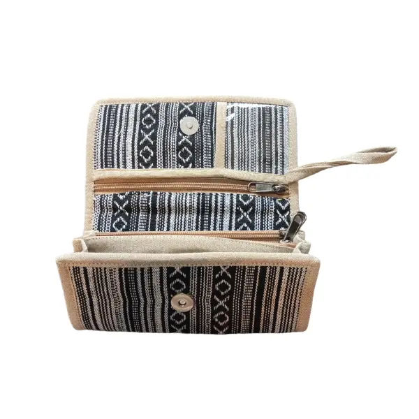 Multicolored Eco-Friendly Cotton Hand Wallet - Stylish & Sustainable Accessory from Nepal - Image 3