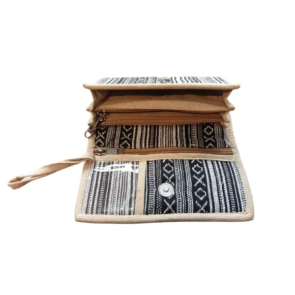 Multicolored Eco-Friendly Cotton Hand Wallet - Stylish & Sustainable Accessory from Nepal - Image 4