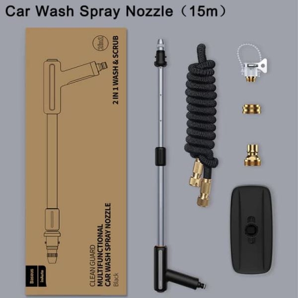 Multifunctional 2-in-1 design: combines water spray and mop head for washing and scrubbing 15-meter hose length for extended reach without moving the water source Durable materials: made of aluminum, ABS, PC for long-lasting use Two-stage pressure enha - Image 2