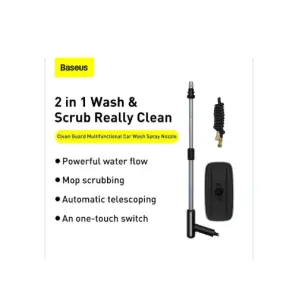 Multifunctional 2-in-1 design: combines water spray and mop head for washing and scrubbing 15-meter hose length for extended reach without moving the water source Durable materials: made of aluminum, ABS, PC for long-lasting use Two-stage pressure enha