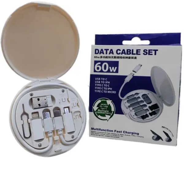 Multifunctional Data Cable Storage Box Adaptor For Lightning, USB-C and Micro-USB Devices Universal Data Transfer Cable - Image 2