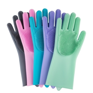 Multitask Magic Silicone Dish Washing Gloves with Scrubber on Both Sides