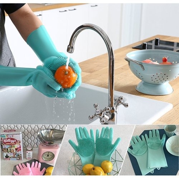 Multitask Magic Silicone Dish Washing Gloves with Scrubber on Both Sides - Image 4