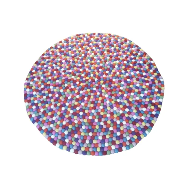 Multy Color 100 Cm x 100 Cm Round Felt Ball Carpet - Image 3