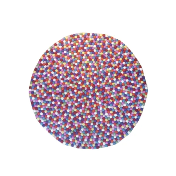 Multy Color 100 Cm x 100 Cm Round Felt Ball Carpet - Image 4