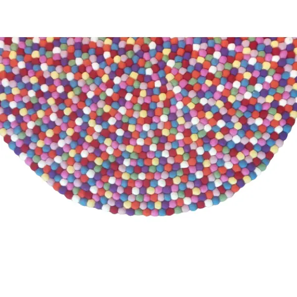 Multy Color 100 Cm x 100 Cm Round Felt Ball Carpet - Image 5