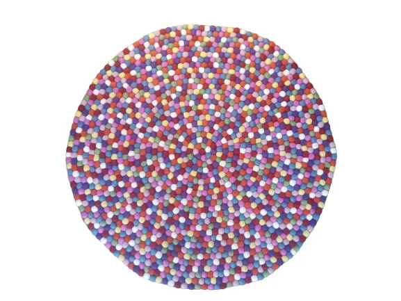 Multy Color 100 Cm x 100 Cm Round Felt Ball Carpet