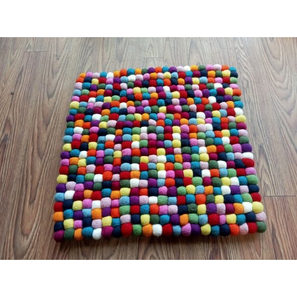 Multy Color 45 Cm x 45 Cm Felt Ball Carpet - Image 3