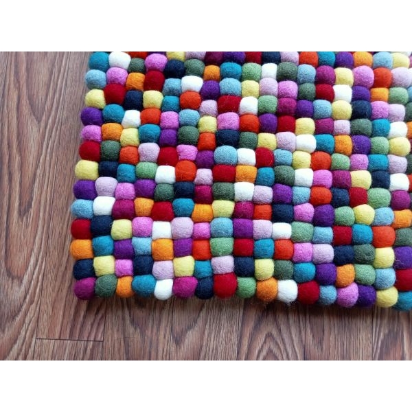 Multy Color 45 Cm x 45 Cm Felt Ball Carpet - Image 4