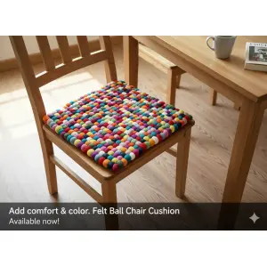 Multy Color 45 Cm x 45 Cm Felt Ball Carpet