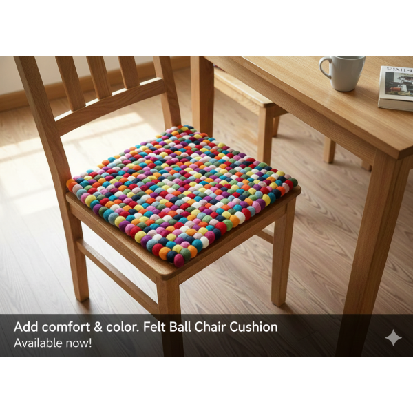 Multy Color 45 Cm x 45 Cm Felt Ball Carpet - Image 5