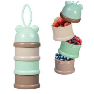 Mumlove 3 Tier Frog Portable Baby Food Storage Container Essential Flakes Container Cartoon Baby Food Dispenser Baby Supplies Storage Bowl With Lid
