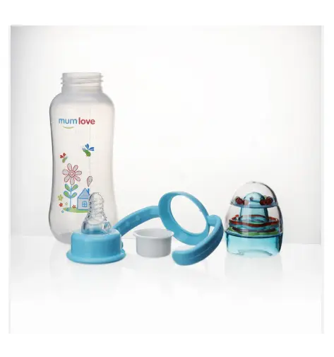 mumlove 300ml Baby Feeding Bottle with Handle And Ring - BPA-Free, Food Grade, Baby Milk Bottle