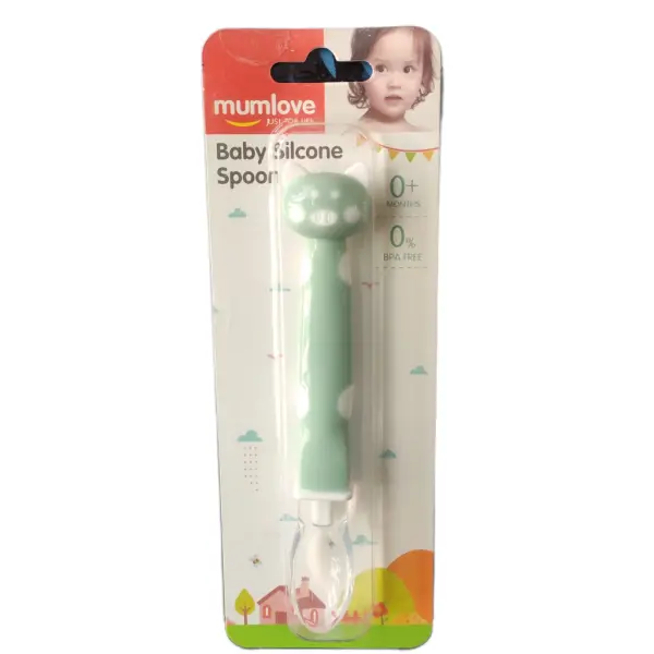 mumlove Soft Tip Silicone Baby Spoon - Cute Cat Design, BPA-Free, Unisex, 0+ Months - Image 3