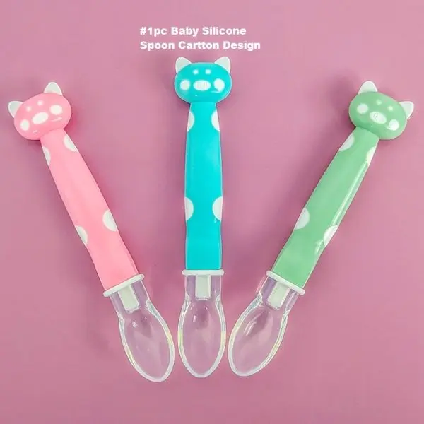 mumlove Soft Tip Silicone Baby Spoon - Cute Cat Design, BPA-Free, Unisex, 0+ Months - Image 4