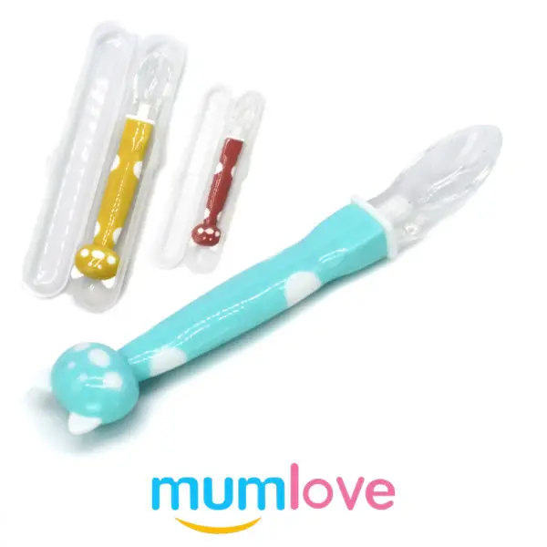 mumlove Soft Tip Silicone Baby Spoon - Cute Cat Design, BPA-Free, Unisex, 0+ Months - Image 5