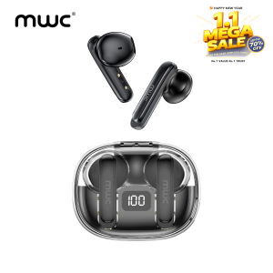 MWC HERO MT69 ENC | AI ENC | Bluetooth 5.4 TWS | Only 6ms Ultra Low Latency (Game Mode) | Semi In-Ear Gaming Earbuds | Unique & Transparent Design | iPx6 Water Resistant | 40Hrs Playback | Available in 4 Sweat Colors
