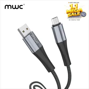 MWC Magnum MAV8C Data Cable | USB-A to USB-Micro (V8) | 30W Fast Charging Cable | Diamond-Shaped Aluminium Allow Braided Material