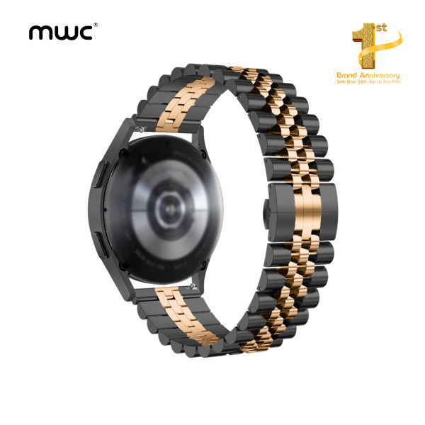MWC Solid Stainless Steel Strap | 100% Premium Quality | Luxury 22mm Strap | Colorfastness - Black - Image 4