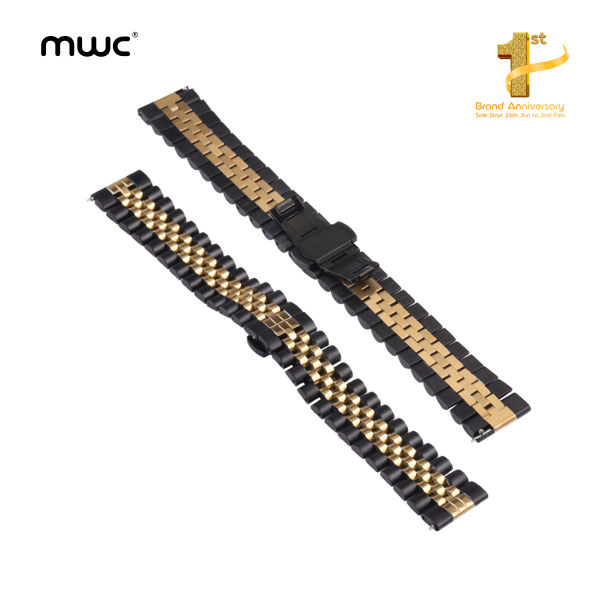 MWC Solid Stainless Steel Strap | 100% Premium Quality | Luxury 22mm Strap | Colorfastness - Black - Image 5