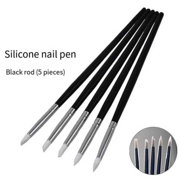 Nail Art Silicon Pen for Nail Technicians Nail Design Manicure Tool Pedicure Tool Set Beauty Accessories 5pcs Set - Image 3