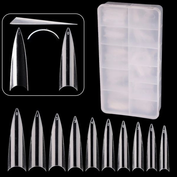 Natural Clear Acrylic False Nail Tips - 500 Pcs - Image 4