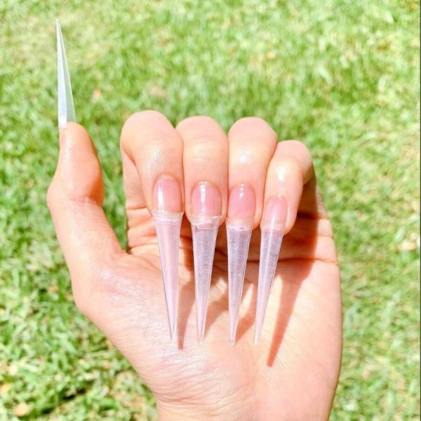 Natural Clear Acrylic False Nail Tips - 500 Pcs - Image 2