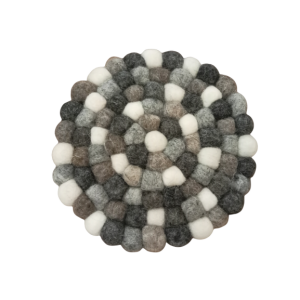 Natural Wool Round Pot Mat - 13cm Nepal-Made Felt Ball Trivet