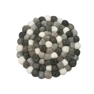 Natural Wool Round Pot Mat - 13cm Nepal-Made Felt Ball Trivet