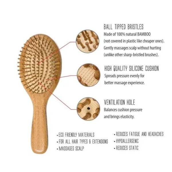 Naturals Bamboo Hair Brush Flat Round Hair Brush - Image 2