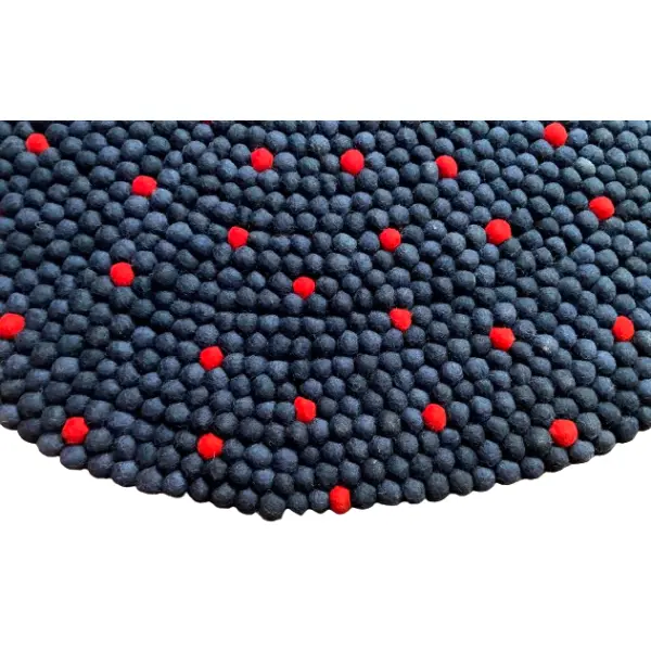Navy Blue 100 Cm x 100 Cm Round Felt Ball Carpet For Home/Office - Image 2