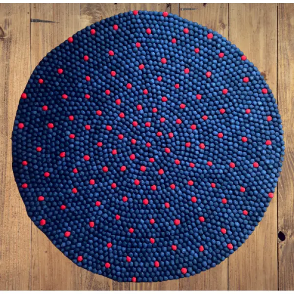 Navy Blue 100 Cm x 100 Cm Round Felt Ball Carpet For Home/Office - Image 4