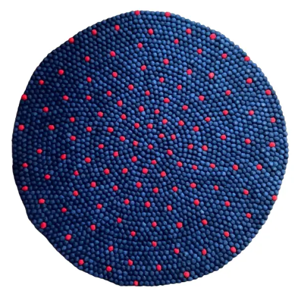 Navy Blue 100 Cm x 100 Cm Round Felt Ball Carpet For Home/Office - Image 5