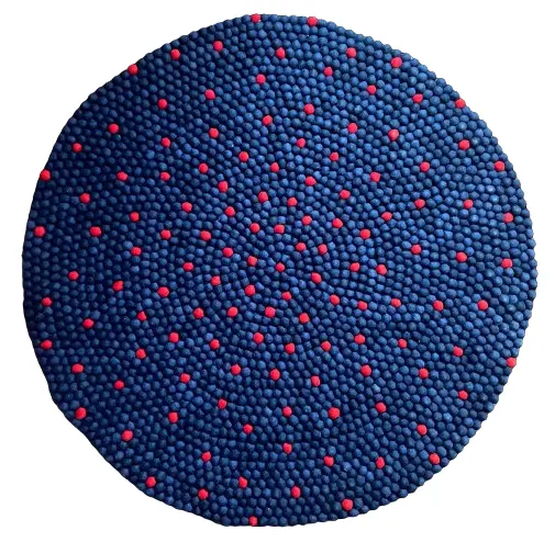 Navy Blue 100 Cm x 100 Cm Round Felt Ball Carpet For Home/Office