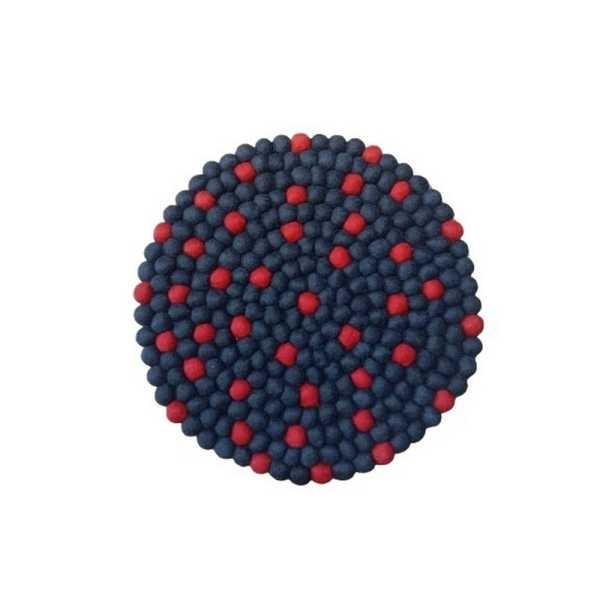 Navy Blue Color 40 Cm x 40 Cm Round Felt Ball Carpet For Home/Office - Image 2