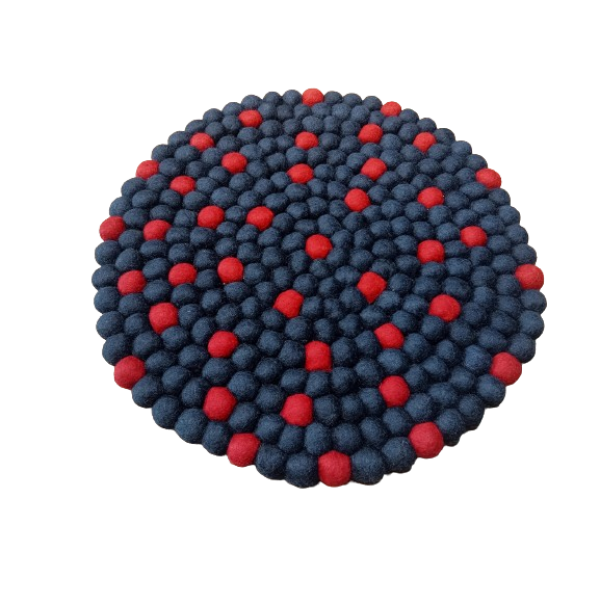 Navy Blue Color 40 Cm x 40 Cm Round Felt Ball Carpet For Home/Office - Image 4