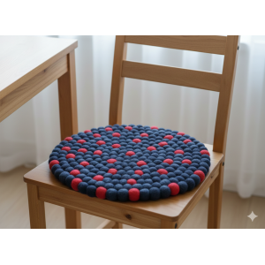 Navy Blue Color 40 Cm x 40 Cm Round Felt Ball Carpet For Home/Office