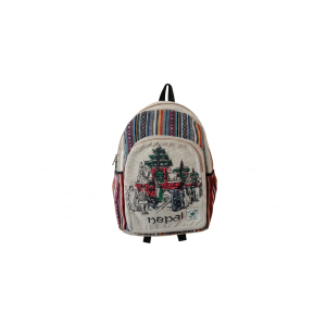 Nepal Print Handmade Sustainable Hemp & Cotton Mix Backpack for Unisex