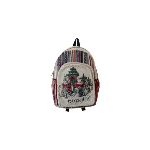 Nepal Print Handmade Sustainable Hemp & Cotton Mix Backpack for Unisex