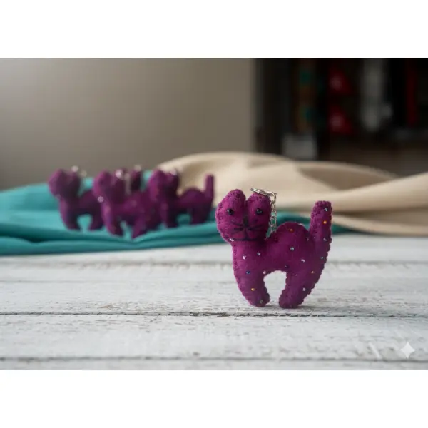 Nepali Felt Keychain | 100% NZ Wool Key Ring | Hand-Felted | Eco-Friendly | Handmade in Nepal - Image 3