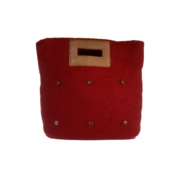 Nepali Felt Shoulder Bag-Handle Bag - Bag-Handcrafted Maroon Elegance - Image 3