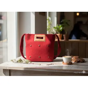 Nepali Felt Shoulder Bag-Handle Bag - Bag-Handcrafted Maroon Elegance