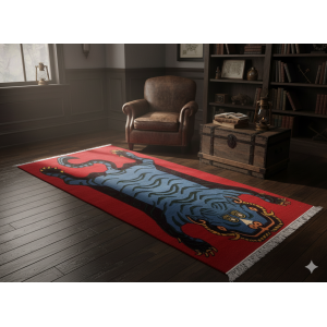 Nepali Hand-Knotted Red Traditional Woolen Carpet - 60 Knots, 90x190 cm