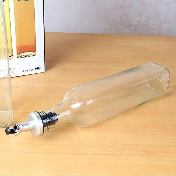 Nepliving 500ml Glass Oil Bottle and Crue Stainless Steel Oil Pot Soy Sauce Wine Vinegar Bottle Spice Jar (500*2) - Image 4