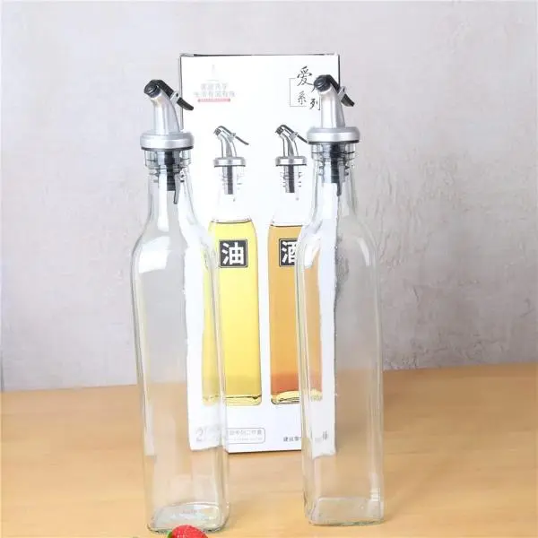 Nepliving 500ml Glass Oil Bottle and Crue Stainless Steel Oil Pot Soy Sauce Wine Vinegar Bottle Spice Jar (500*2) - Image 3